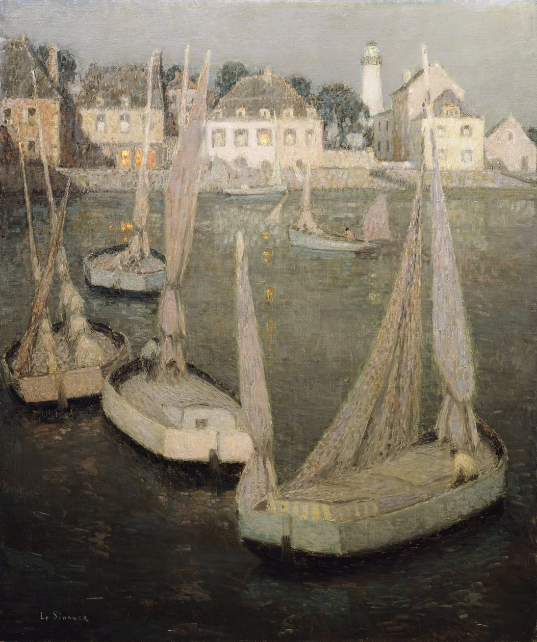 Henri Le Sidaner - 215, Porto bretone al chiaro di luna